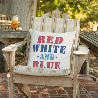 Cojín Decorativo Blanco Rojo y Azul 4 de julio feriado