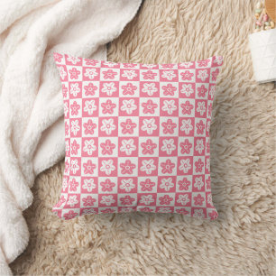 Cojín Decorativo Blanco rosa de la flor de punto