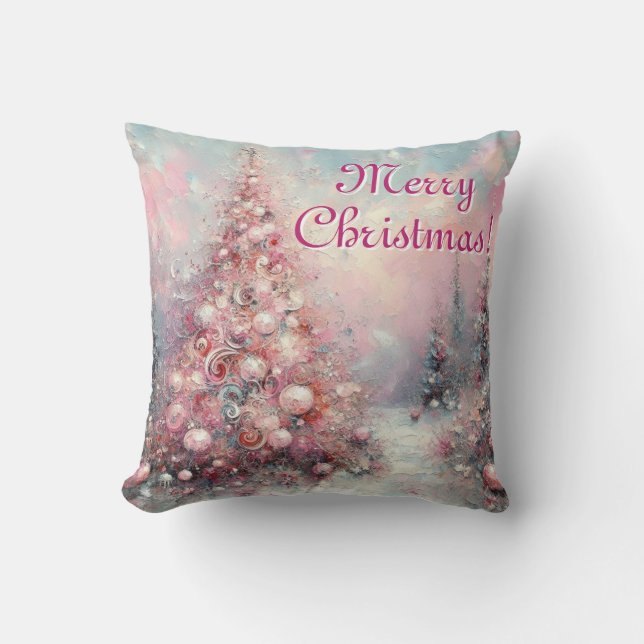 Cojín Decorativo Blanco rosado estacional del árbol de Navidad capr (Anverso)