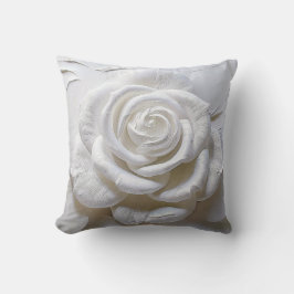 Cojín Decorativo Blanco Sobre Blanco - Rosa Esculpida