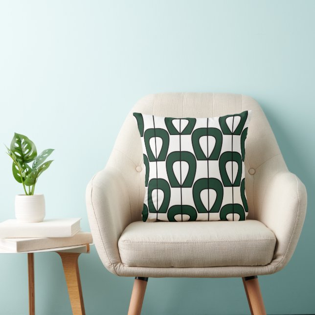 Cojín Decorativo Blanco Verde Geométrico Moderno (Silla)