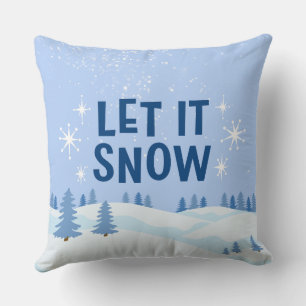 Cojín Decorativo Blanco y Azul Deja que Nieve