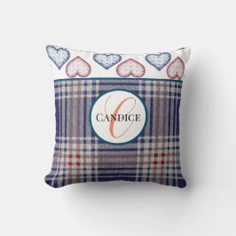 Cojín decorativo Blanco Y Azul Monogramado