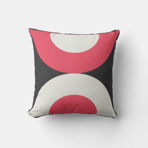 Cojín Decorativo Blanco y gris rosado moderno de mediados de siglo