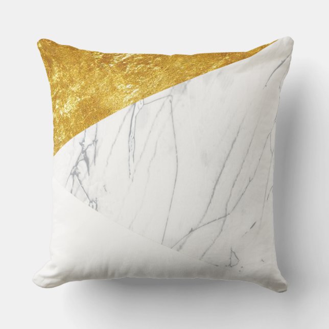 Cojín Decorativo Blanco y mármol del oro (Anverso)