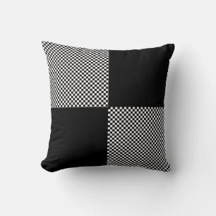 Cojín Decorativo Blanco y negro a cuadros