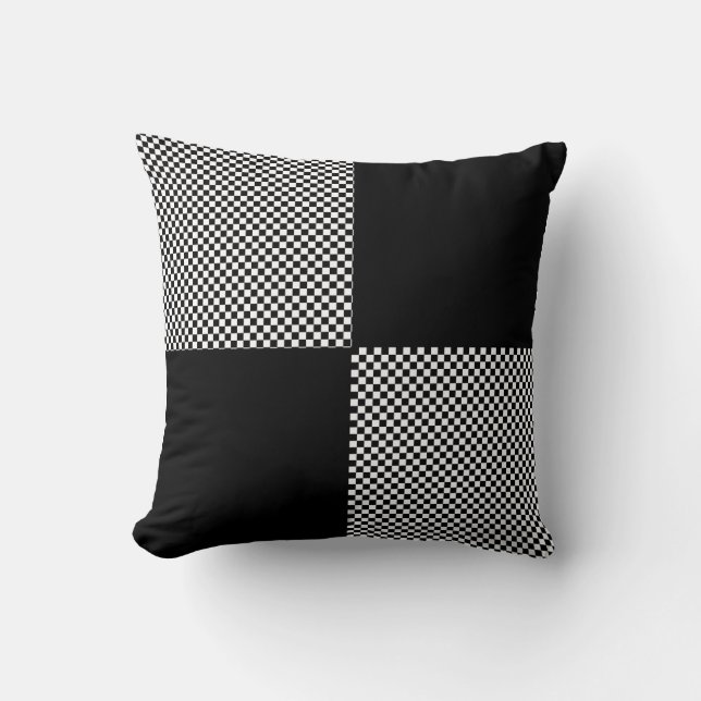 Cojín Decorativo Blanco y negro a cuadros (Anverso)