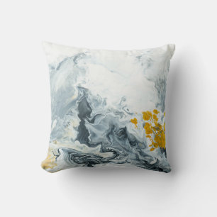 Cojín Decorativo Blanco y negro con barra de mano abstracta de márm