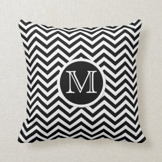 Cojín decorativo blanco y negro de Chevron del