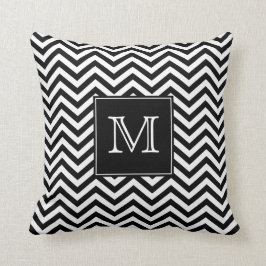 Cojín decorativo blanco y negro de Chevron del