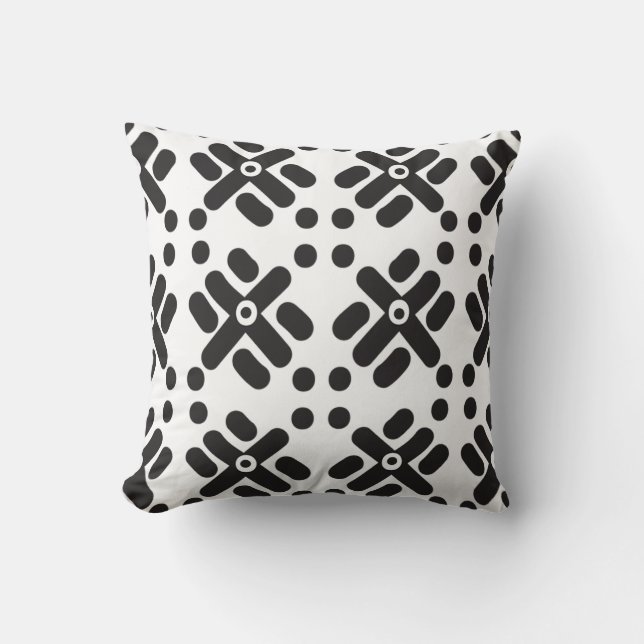 Cojín decorativo blanco y negro de la impresión de (Anverso)