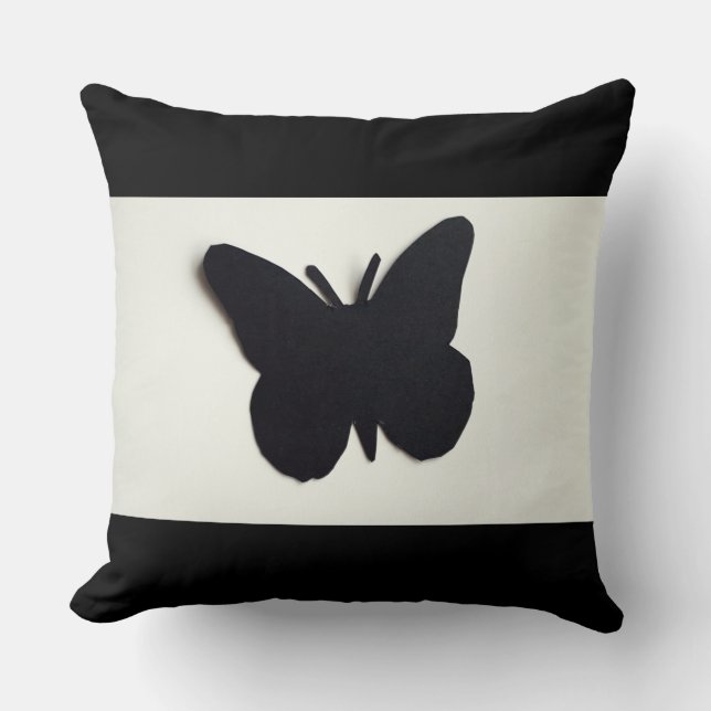 COJÍN DECORATIVO BLANCO Y NEGRO DE LA MARIPOSA (Anverso)