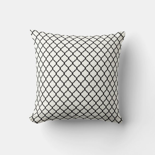 Cojín decorativo blanco y negro de Quatrefoil (Anverso)