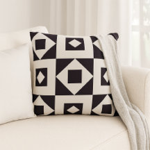 Cojín decorativo blanco y negro de quilt minimalis