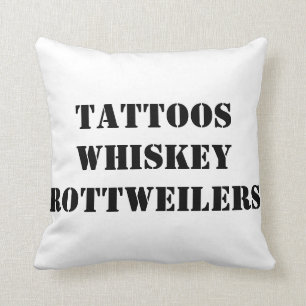 Cojín decorativo blanco y negro de Rottweiler