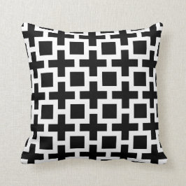 Cojín decorativo blanco y negro del enrejado