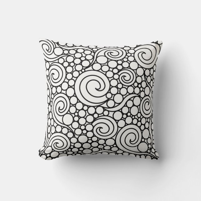 Cojín Decorativo Blanco y negro elegante (Anverso)