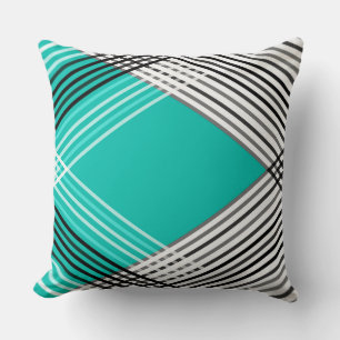 Cojín Decorativo Blanco y negro, gris patrón geométrico, menta