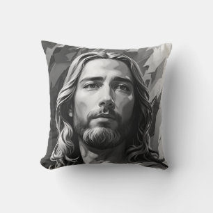 Cojín decorativo blanco y negro Jesús