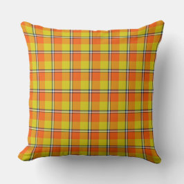 Cojín Decorativo Blaze Orange and Bird Flower Plaid