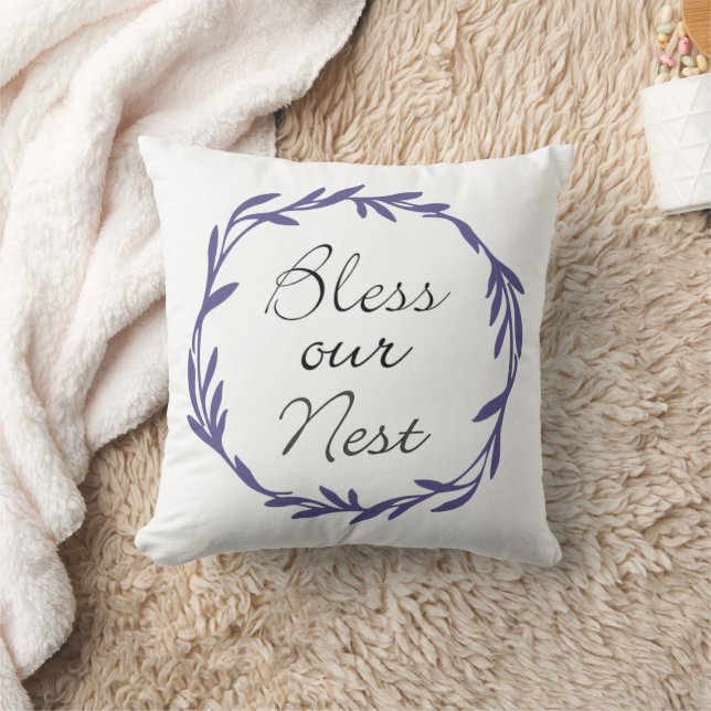 Cojín Decorativo Bless Our Nest with Wreath Throw Pillow (Manta)