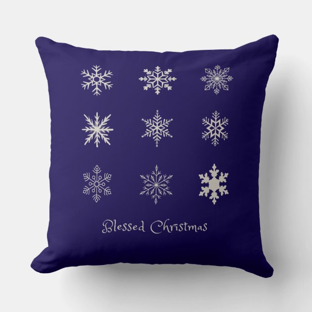 Cojín Decorativo Blessed Christmas Snowflake Pattern (Anverso)