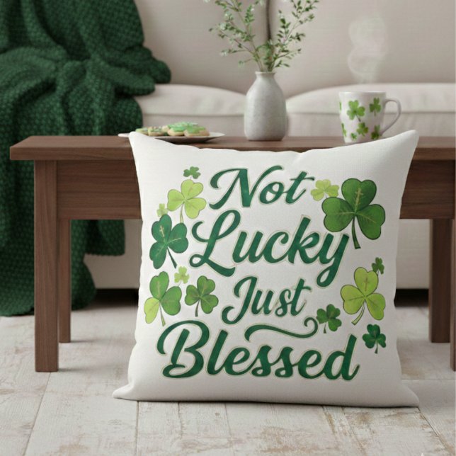 Cojín Decorativo Blessed Shamrock Not Lucky Green Plaid (Subido por el creador)