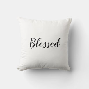 Cojín Decorativo Blessed texto del guión de personalizado blanco ne