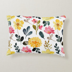 Cojín Decorativo Bliss botánico - Flores acuáticas rosas y amarilla