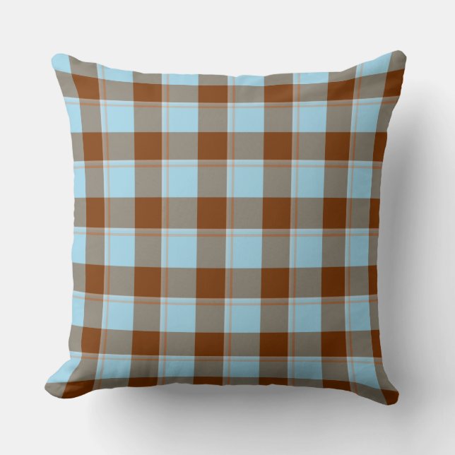 Cojín Decorativo Blizzard Blue and Livid Brown Plaid (Anverso)