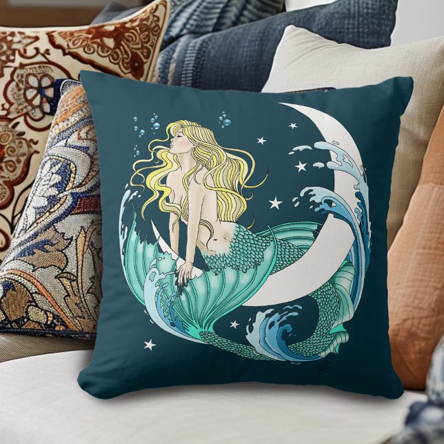 Cojín Decorativo Blonde Mermaid Moon Fantasy Art Deco (Subido por el creador)