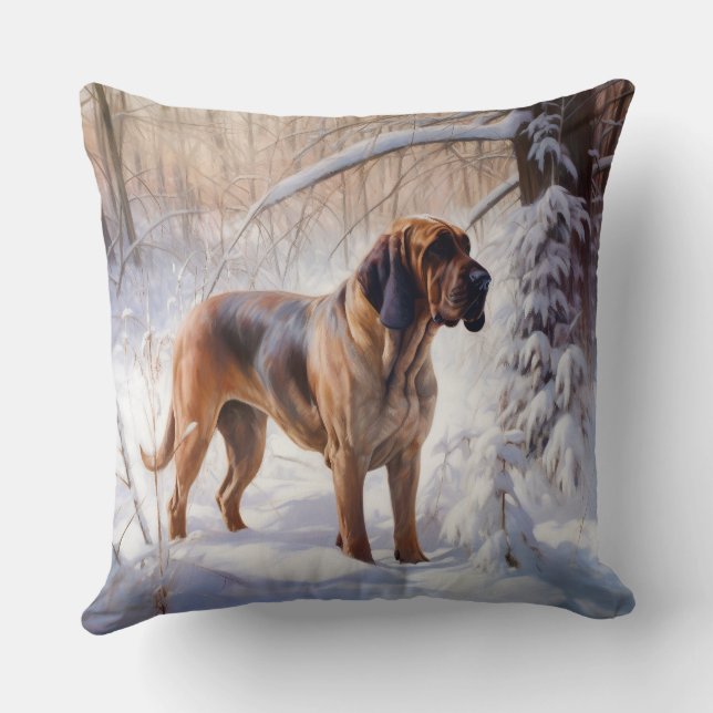 Cojín Decorativo Bloodhound deja que nieve Navidades (Reverso )
