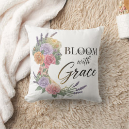 Cojín Decorativo Bloom con Grace Elegent Floral Woman Silhouette