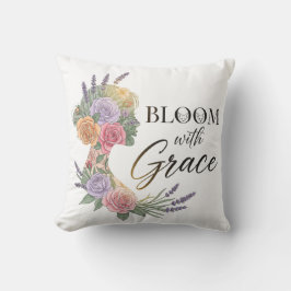 Cojín Decorativo Bloom con Grace Elegent Floral Woman Silhouette