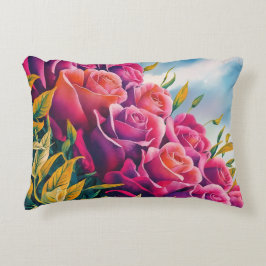 Cojín Decorativo Bloom etéreo: Sinfonía Rosa de acuarela abstracta