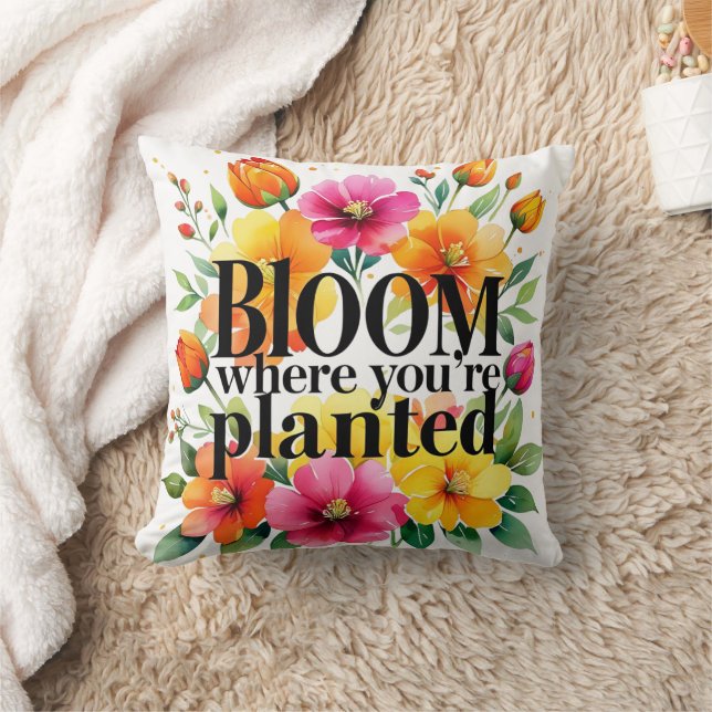 Cojín Decorativo Bloom Where You are Planted - Vibrant Floral Motiv (Manta)