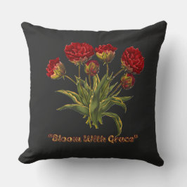 Cojín Decorativo Bloom With Grace Floral | Elegant Botanical Quote