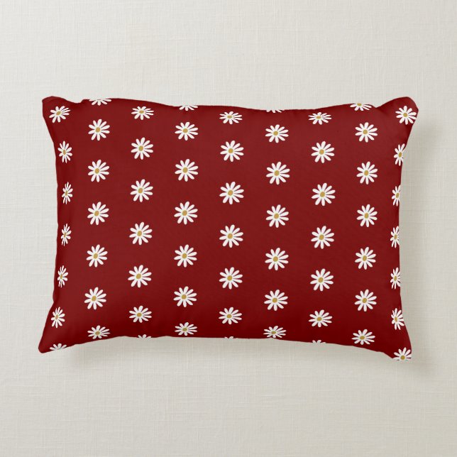 Cojín Decorativo Blooming Flower Pattern Dark Red Accent Pillow (Reverso)