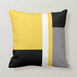Cojín Decorativo Bloque blanco negro gris amarillo