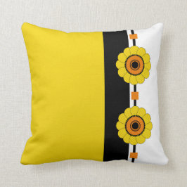 Cojín Decorativo Bloque de color amarillo y floral