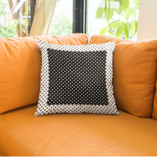 Cojín Decorativo Bloque de color de la cosecha: punto de polka blan