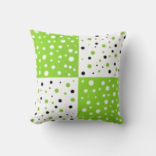 Cojín Decorativo Bloque de color de puntos de polka blanco y negro