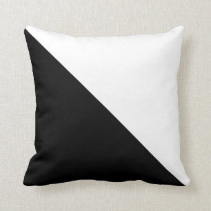 Cojín Decorativo Bloque de color diagonal negro y blanco