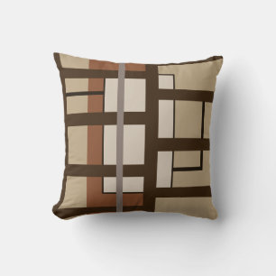 Cojín Decorativo Bloque de color geométrico beige marrón y Naranj