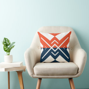 Cojín Decorativo Bloque de color geométrico moderno naranja azul ma