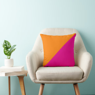 Cojín Decorativo Bloque de color naranja y rosa caliente de dos ton