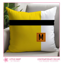 Bloque de color negro amarillo moderno monogramado