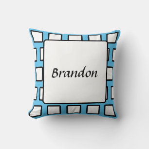 Cojín Decorativo Bloque de color retro personalizado azul negro bla