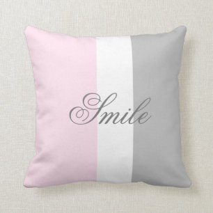 Cojín Decorativo Bloque de color rosa blanco y gris del guión de l