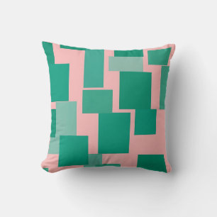 Cojín Decorativo Bloque de color rosa verde patrón moderno abstract